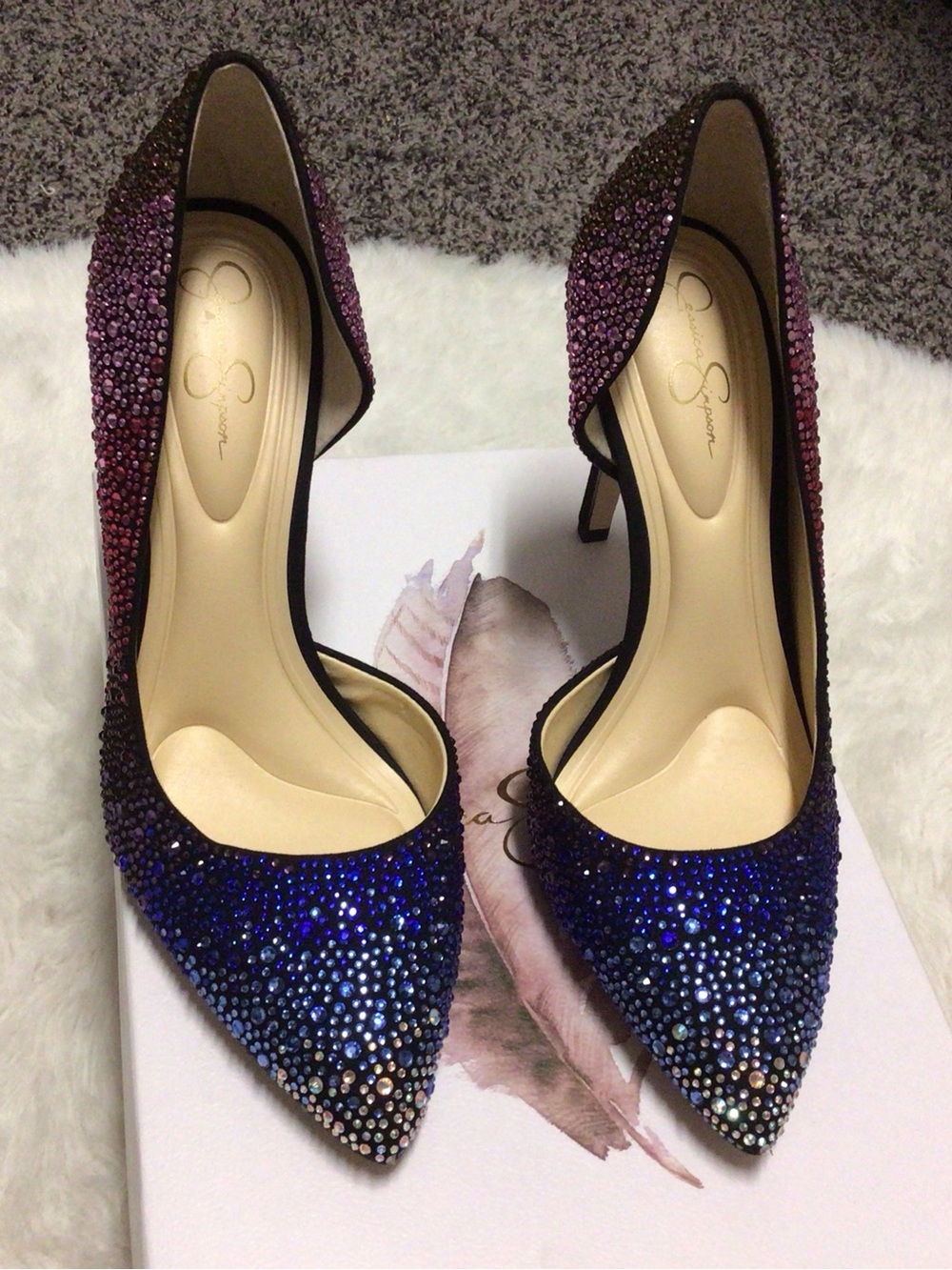 Jessica Simpson Blue to Purple Ombre Crystal Pointed-Toe Pumps